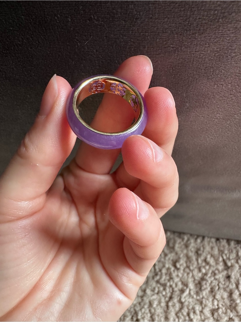 14kt Yellow Gold Eternity Lavender Jade Ring